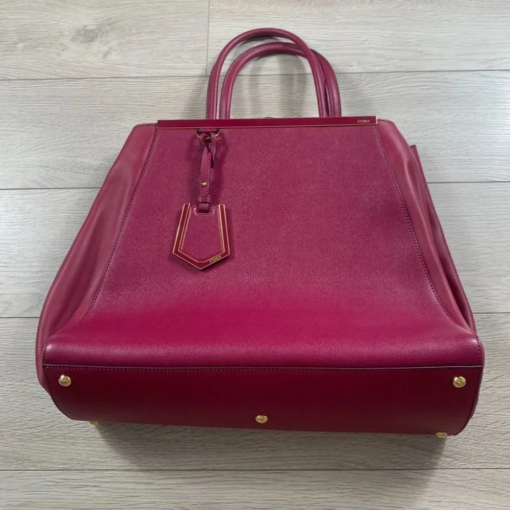 Fendi Medium 2Jours Fuchsia Pink Leather Satchel Tote - Picture 3 of 16